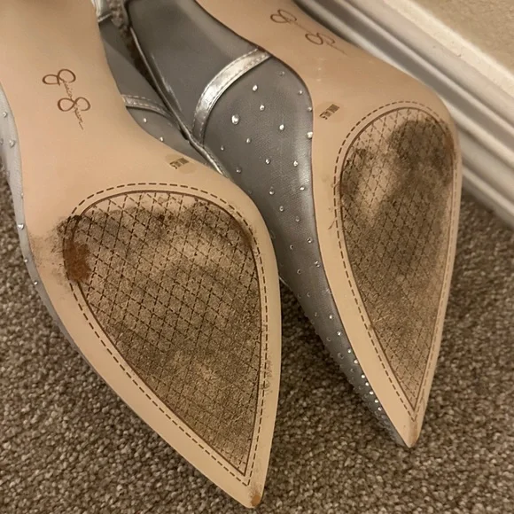 Jessica Simpson Silver Mesh Jewel Women's Heels - Picture 6 of 10